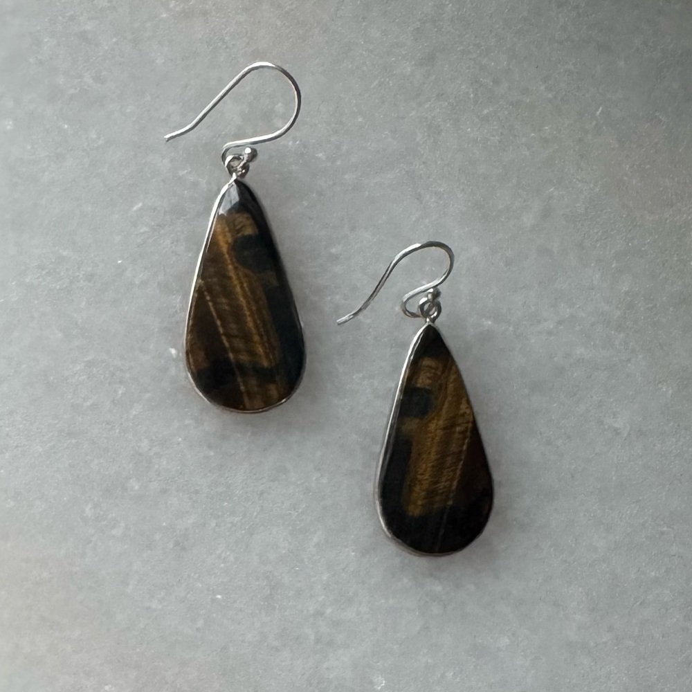 NWOT Tuckernuck Wild Rain Earrings, Tiger’s Eye, Sterling Silver